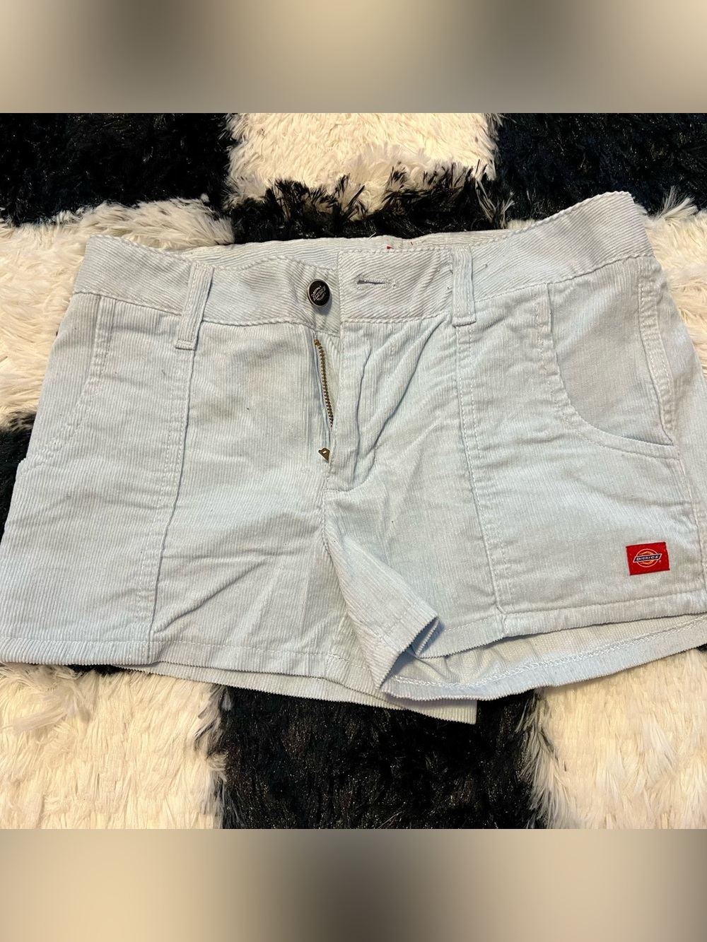 Dickies Women's Light Blue Corduroy High-Rise Shorts